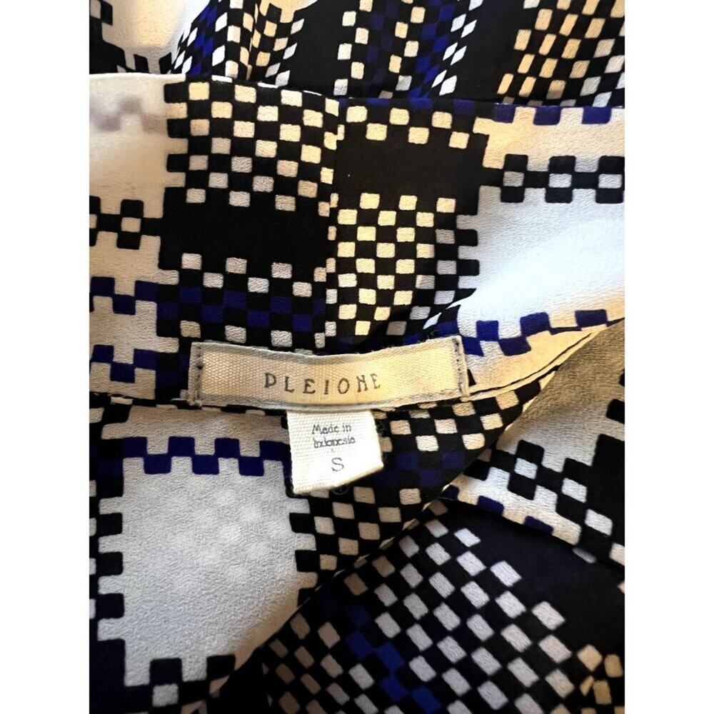 Pleione Blue Black & White Long Sleeve Blouse Women's Size Small Excellent Like - Picture 3 of 3